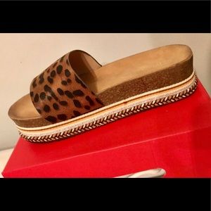 Brand new leopard print platform sandals